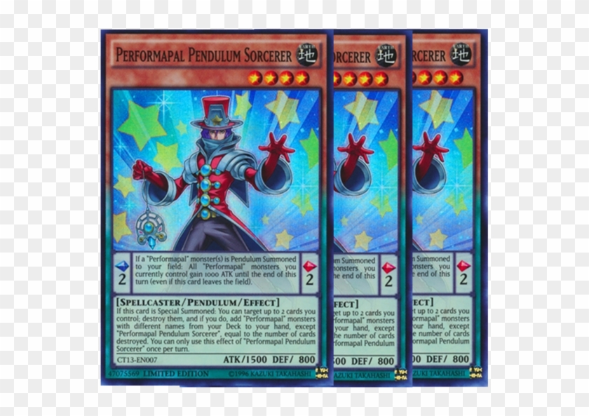 Yugioh Performapal Pendulum Sorcerer Ct13-en007 X3 - Collectible Card Game Clipart