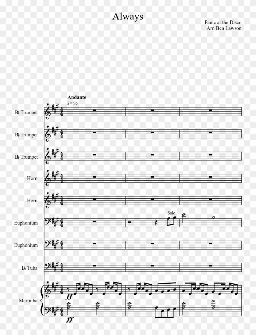 Always Sheet Music Composed By Panic At The Disco Arr - Love You Forever Two Steps From Hell Sheet Music Clipart