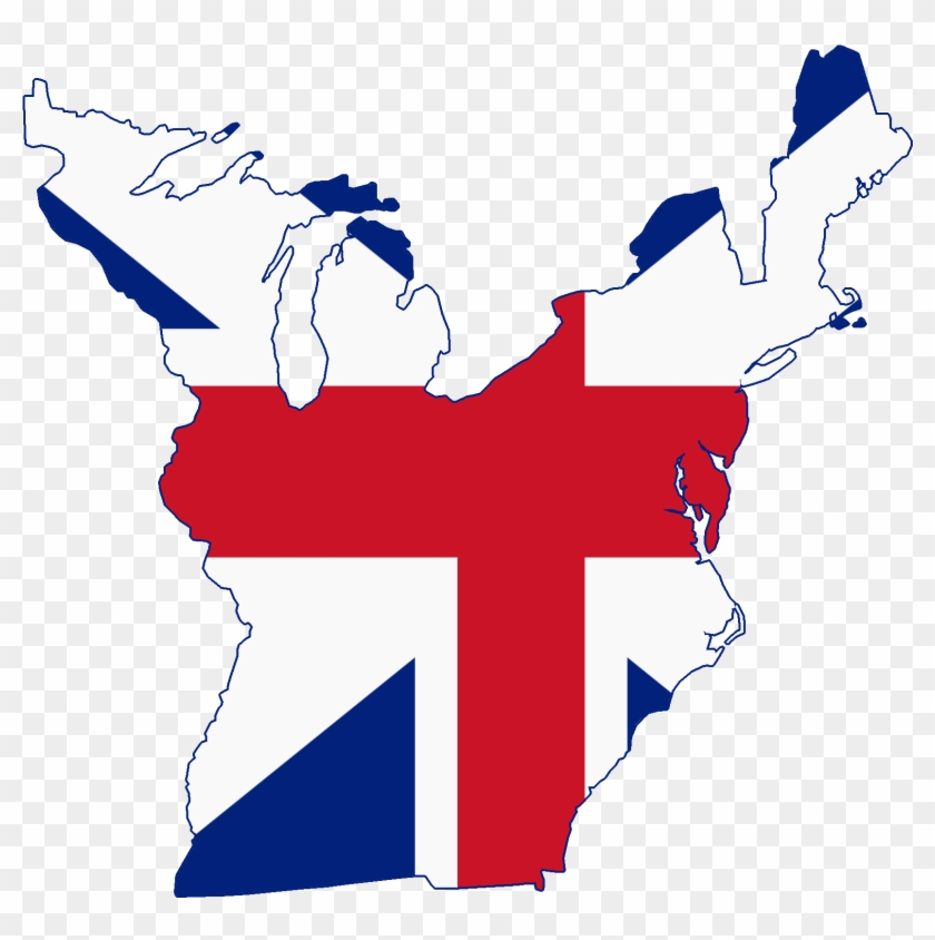 Flag Map Of The Greater Thirteen Colonies - American Colonies Flag Map Clipart