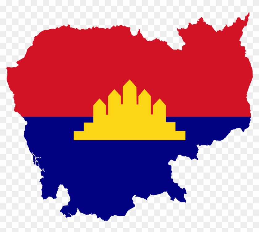 Cambodia Map With Flag Clipart #2566532