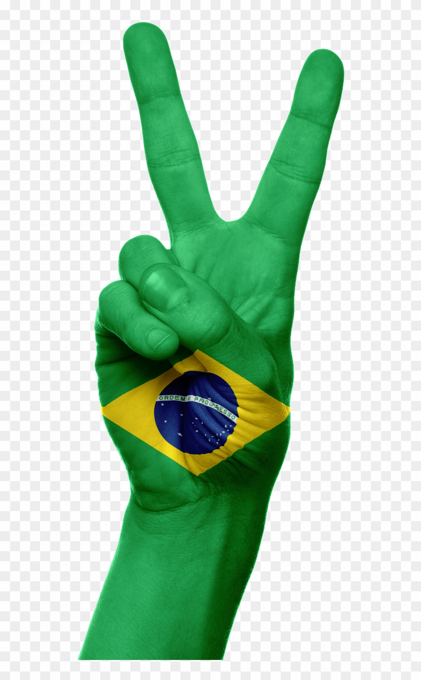 Brazil Flag Hand Peace Victory Png Image - Brazil Flag Hand Clipart