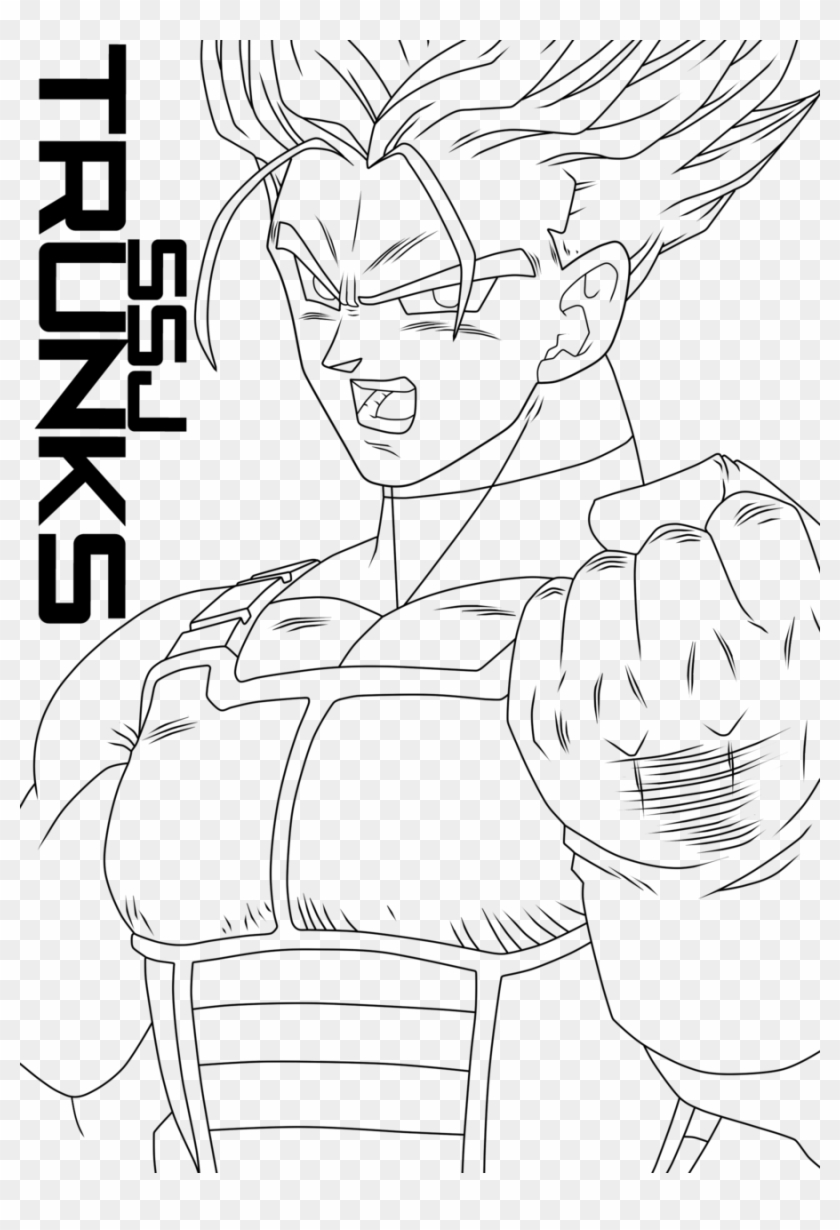 Super - Super Saiyan Drawing Trunks Clipart #2568644