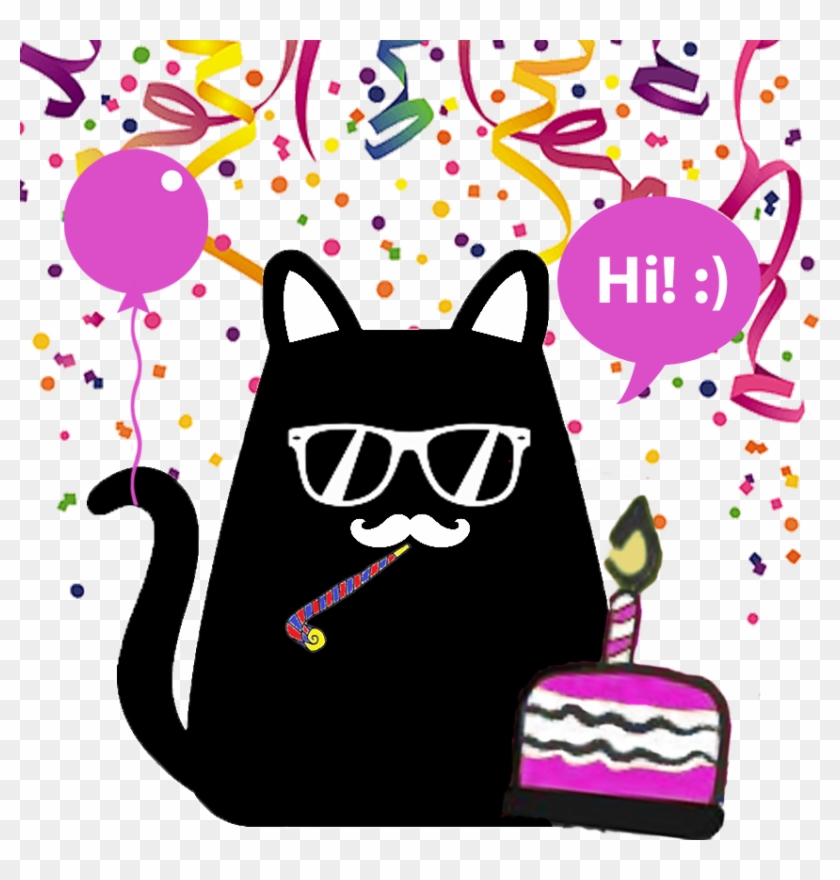One Year Mica, The Hipster Cat Bot - Transparent Celebration Background Png Clipart #2568732