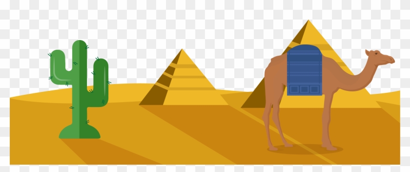Egyptian Pyramids Drawing - Cartoon Egypt Background Clipart #2570277