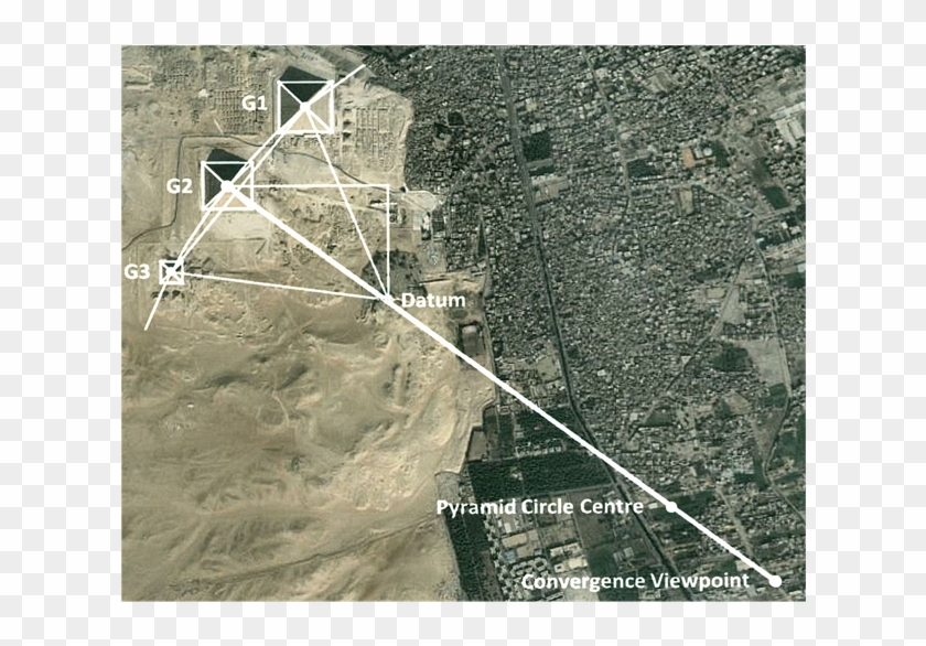 Satellite Image Of The Three Main Pyramids Of Giza - Giza Pyramids Aerial View Clipart #2570592