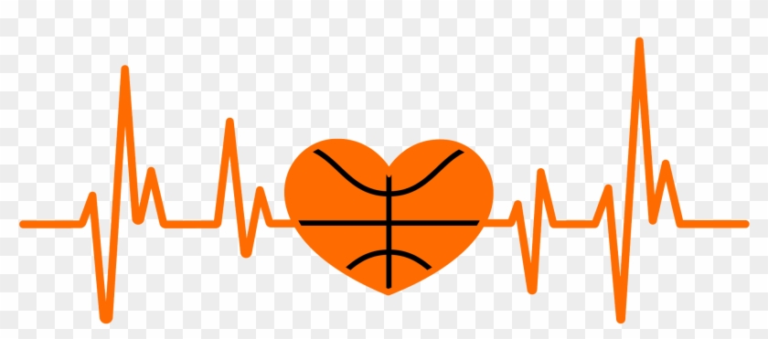 Heartbeat Basketball Heart - Heart Shape Design Shirt Clipart #2574032