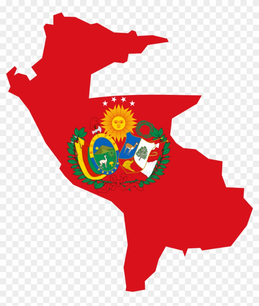 Flag Map Of The Peru Bolivian Confederation - Peru Map And Flag Clipart #2575815