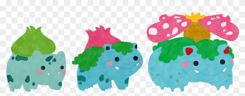 Pokemon 001 002 003 Bulbasaur, Ivysaur, Venusaur - Cartoon Clipart