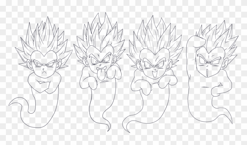 Gotenks Ghost Lineart - Line Art Clipart #2579330