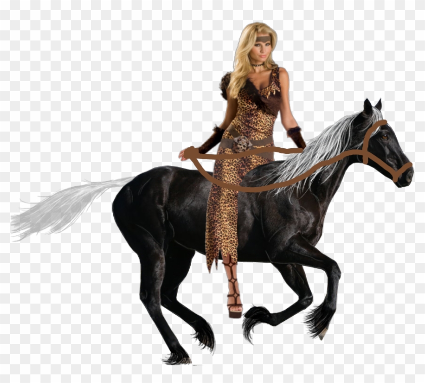 Download Barbarian Woman Riding Her Beautiful Black Horse Photo Photobucket Clipart 2579510 Pikpng