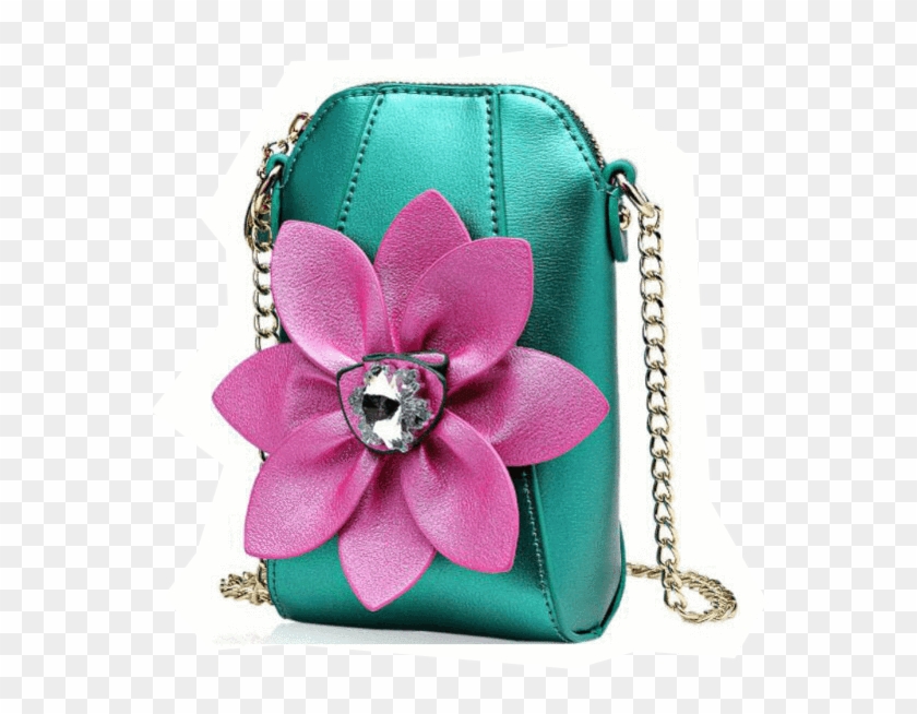 Metallic Flower Bucket Clutch - Handbag Clipart