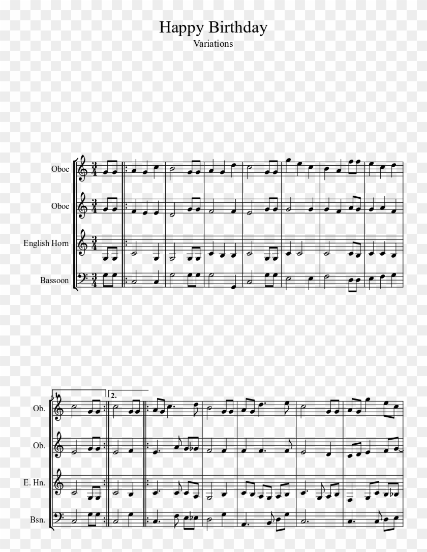 Happy Birthday Sheet Music 1 Of 2 Pages - Londonderry Air Trombone Solo Sheet Music Clipart
