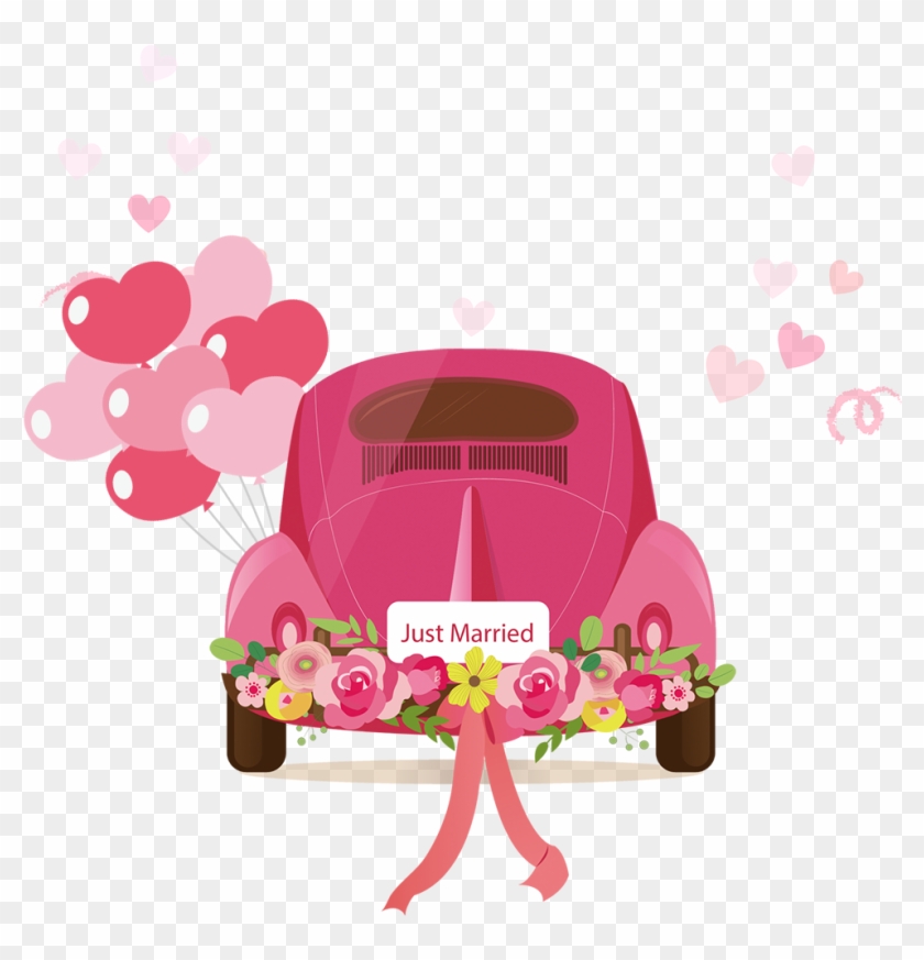 Classic Vector Wedding Invitation - Png Wedding Car Cartoon Clipart #2590666