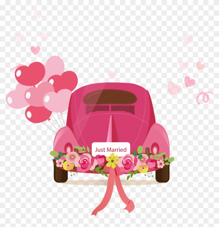Classic Vector Wedding Invitation - Png Wedding Car Cartoon Clipart