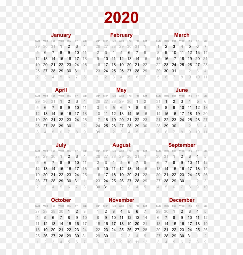 2020 Calendar Png Free Download - Calendar Png 2020 Clipart #2591448