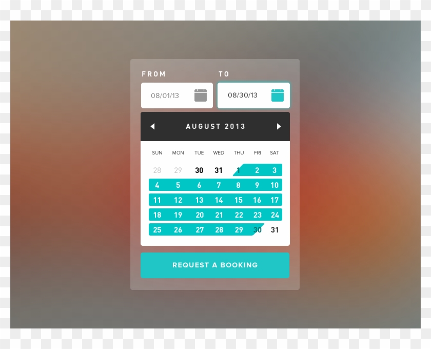 Booking Calendar Ui By Jan Cantor - Date Picker Ui Design Clipart #2592056