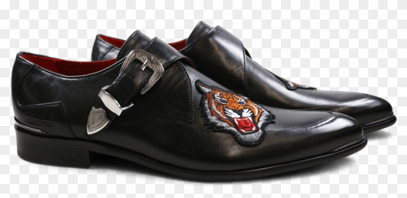 Monks Toni 24 Black Tiger Patch - Slip-on Shoe Clipart