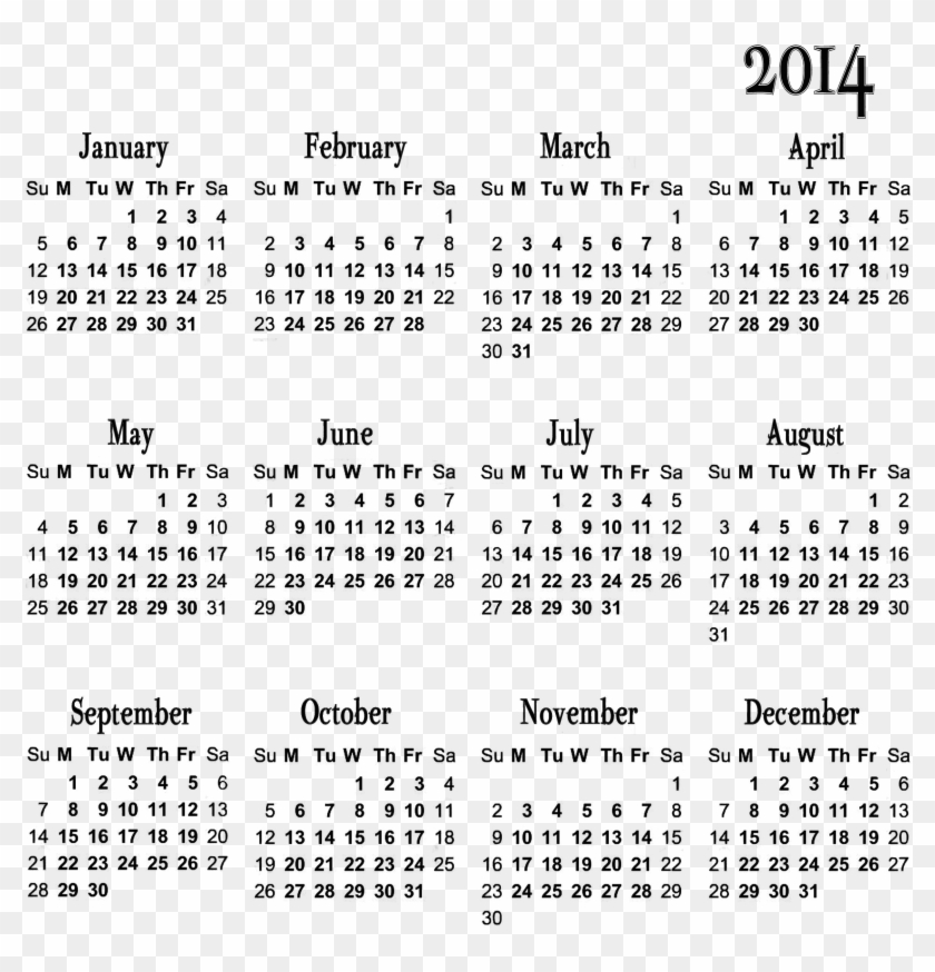 2014 Yearly Calendar Template 107212 - 2011 Clipart