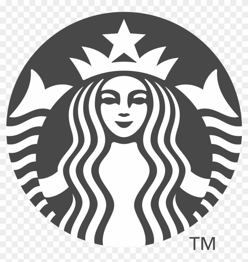 Starbucks Logo Black And White - Starbucks Logo White Png Clipart #2593944