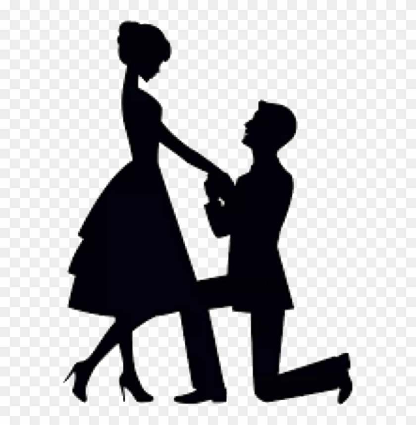 #couple #silhouette #black #love #romantic - Will You Marry Me Drawing Clipart #2594286