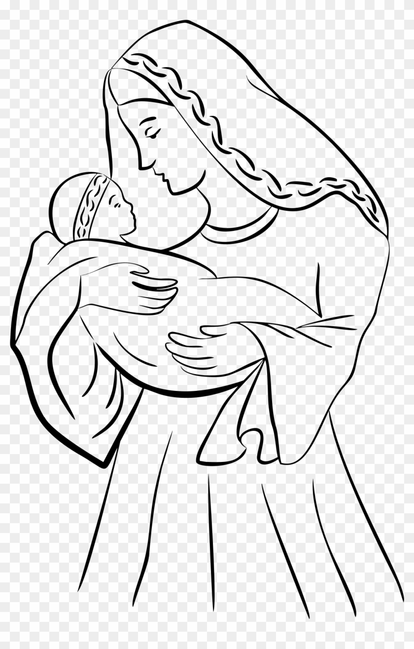 Baby - Drawing Of Mother Mary And Jesus Clipart