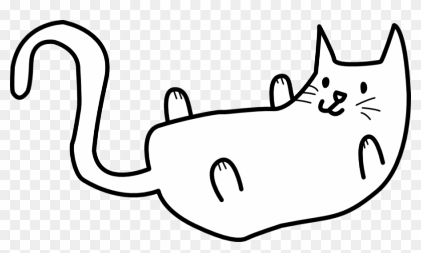Cat Clipart Simple - Line Drawing Cat Transparent - Png Download