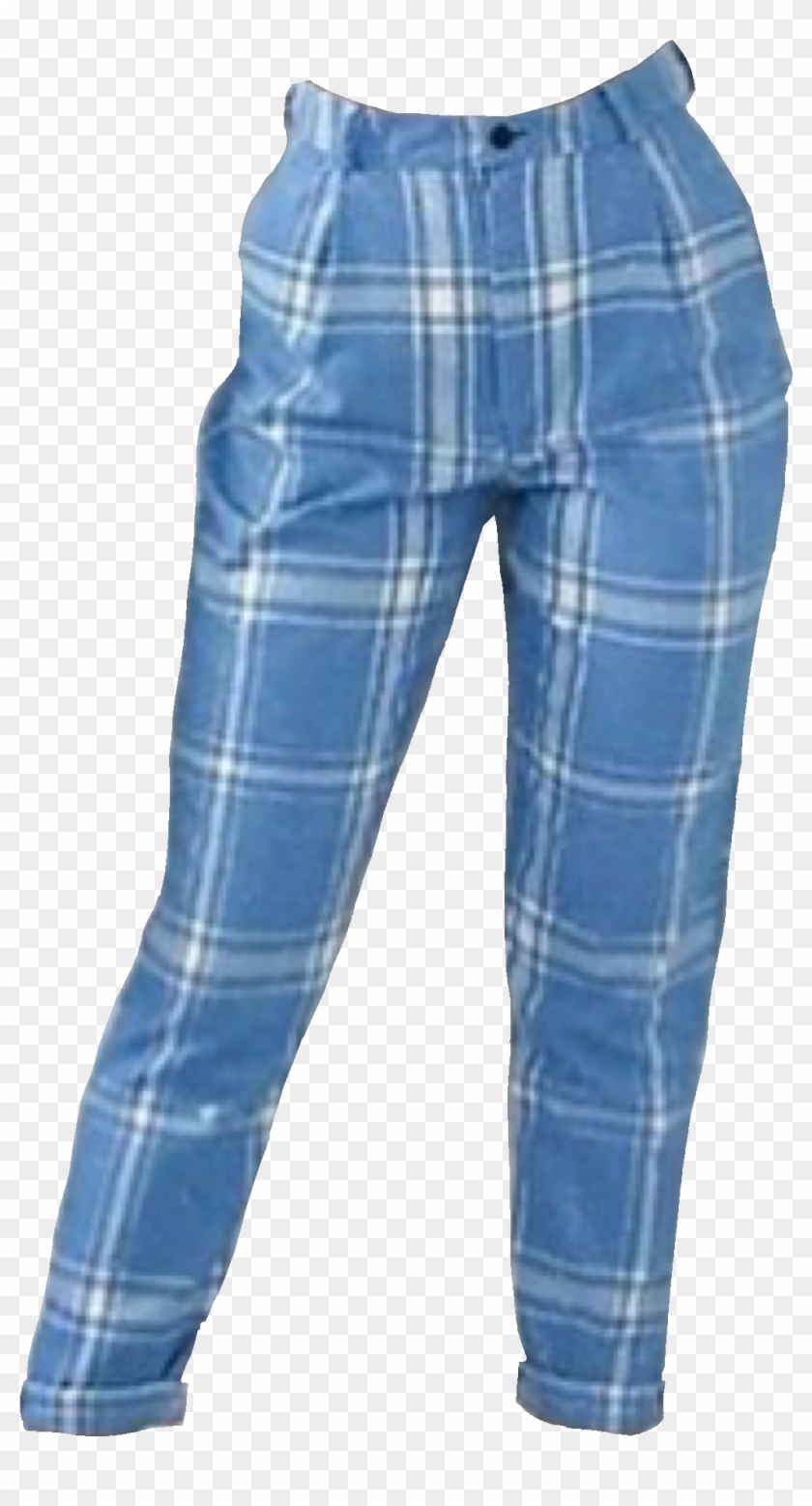blue plaid outfit