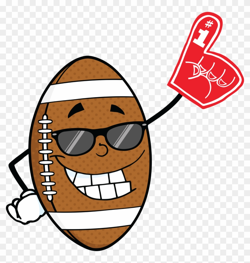 6588 Smiling American Football Ball With Sunglasses - Funny American Football Cartoon Clipart