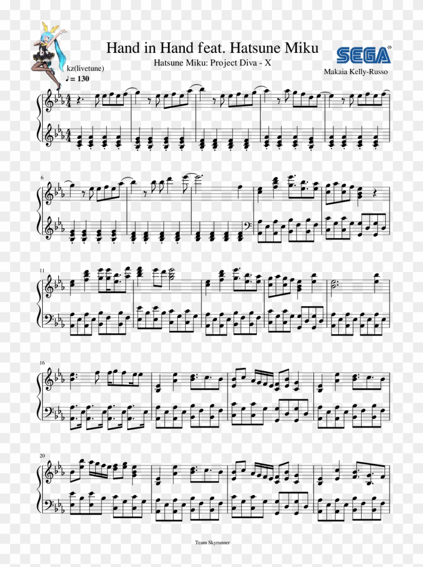 Hatsune Miku By Kz - Sheet Music Clipart