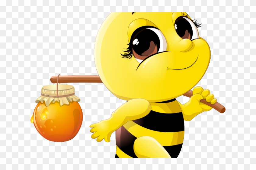 Bee Clipart Drinking - Bumble Bee Honey Clip Art - Png Download