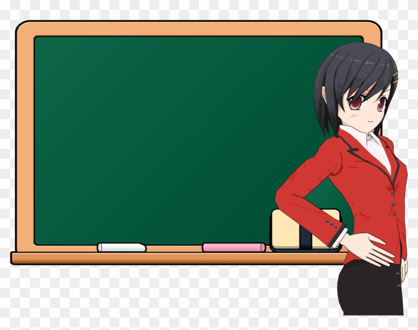 Picture Black And White Stock Anime Girl School Chalkboard - Blackboard With Teacher Anime Clipart