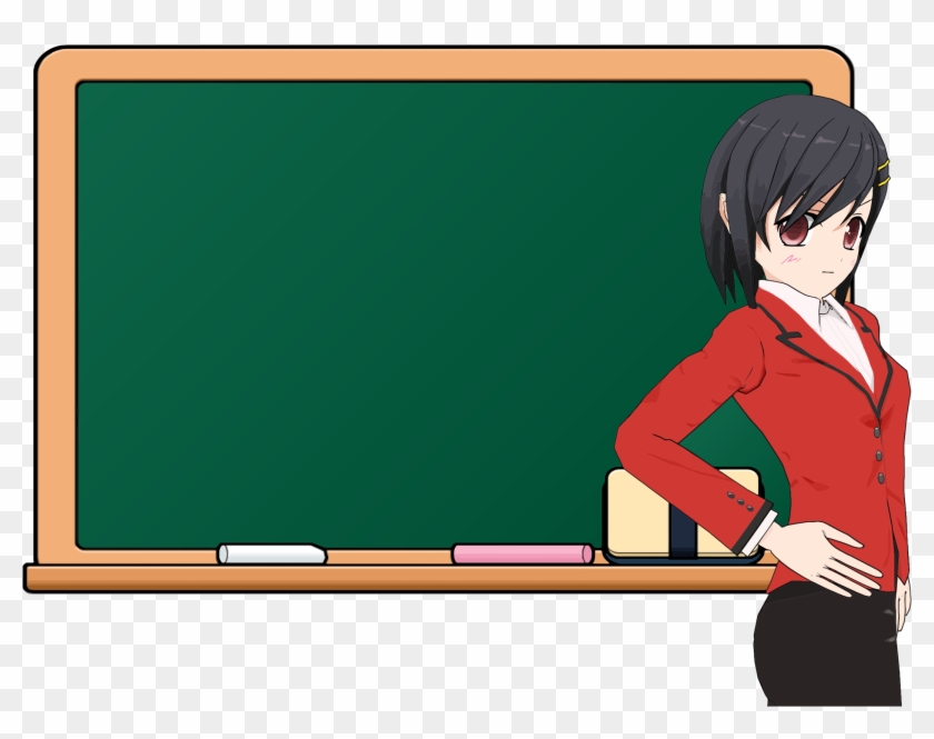 Picture Black And White Stock Anime Girl School Chalkboard - Blackboard With Teacher Anime Clipart #260169