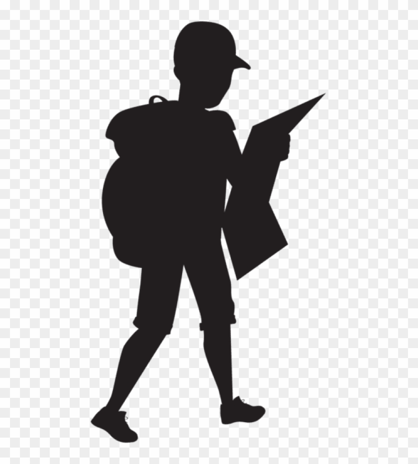 Boy With Backpack Silhouette Png - Boy Silhouette Transparent Clipart