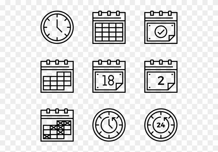 Time And Date Pack Outlined - Car Spare Parts Icon Clipart #261098