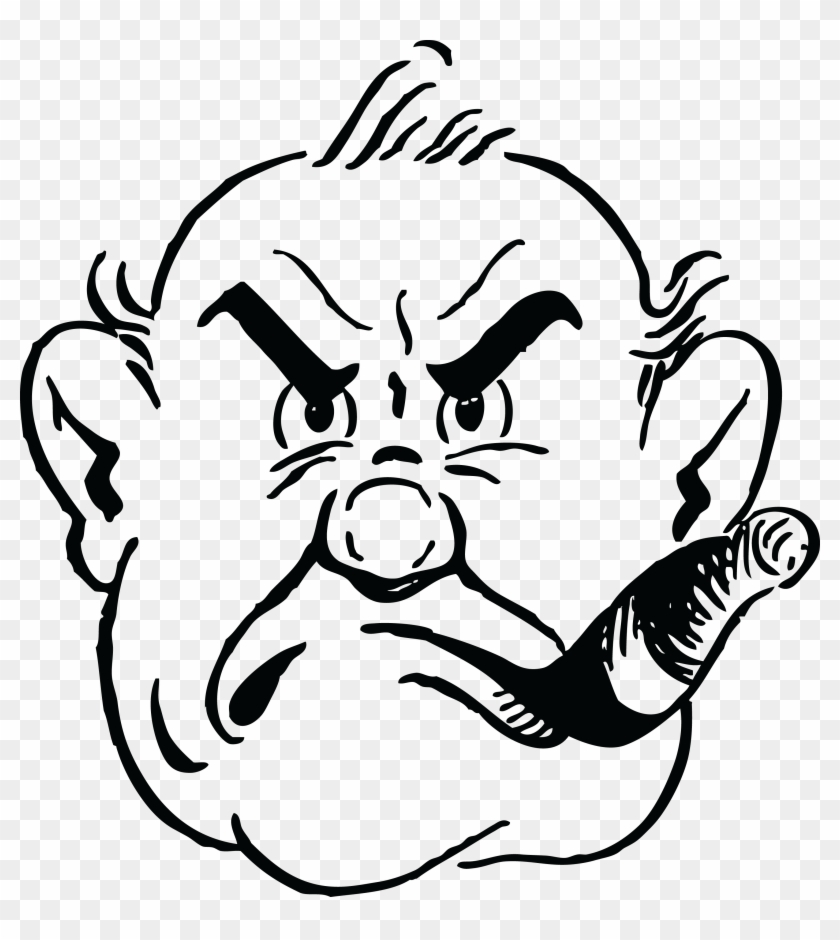 Drawn Anger Grumpy Face - Draw A Mean Person Clipart