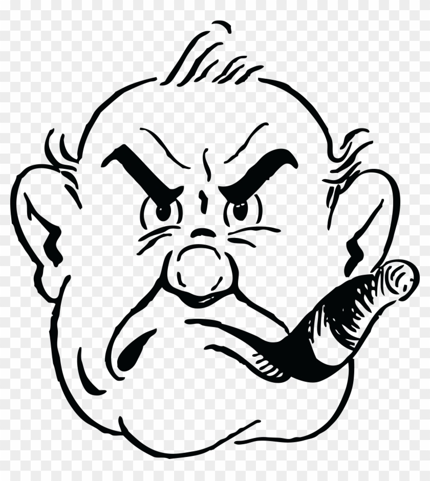 Drawn Anger Grumpy Face - Draw A Mean Person Clipart #261510