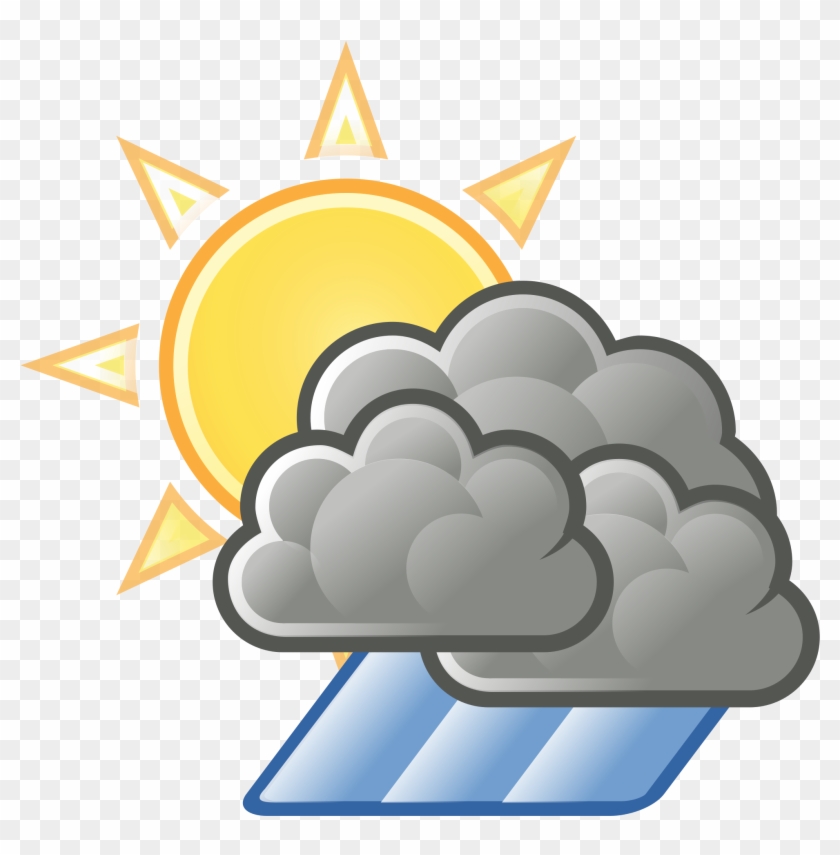 Weather Sun Clouds Hard Shower - Weather Sun And Cloud Clipart #263504