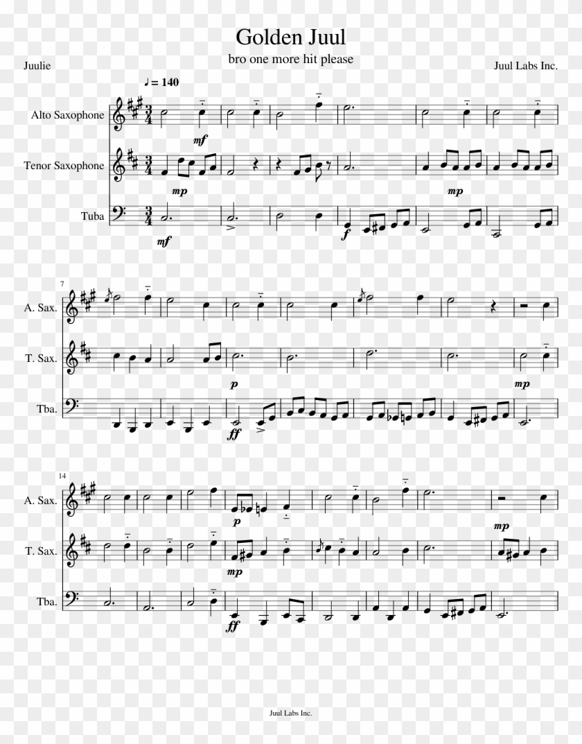 Golden Juul - Gonna Fly Now Sheet Music Alto Saxophone Clipart