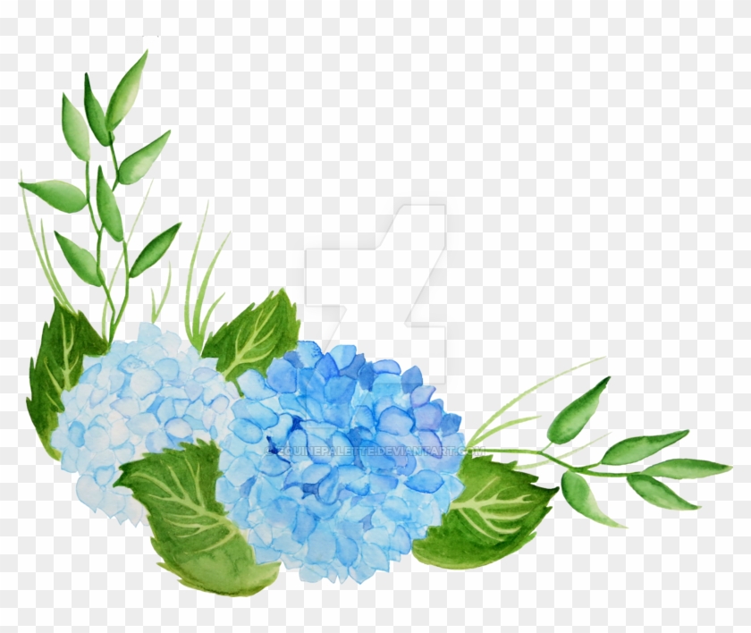 Hydrangea Watercolor Png - Watercolor Blue Floral Png Clipart #267301