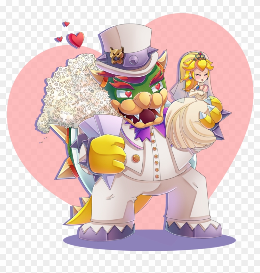 Princess Peach Clipart Paper Mario Bowser - Princess Peach And Bowser Wedding - Png Download