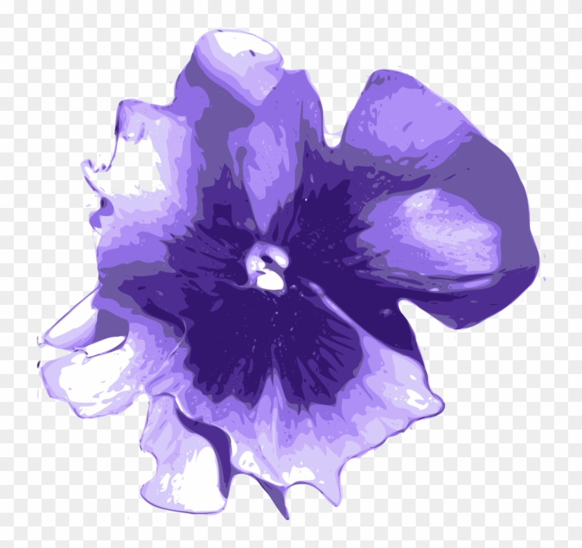 Watercolor Painting Flower Purple Violet Floral Design - Purple Flower Watercolor Png Clipart #267890