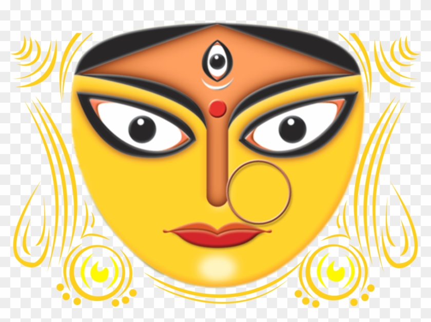 Durga Maa Face Image - Durga Puja Maha Navami Clipart