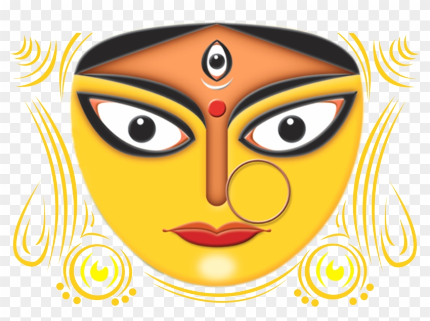 Durga Maa Face Image - Durga Puja Maha Navami Clipart #268841