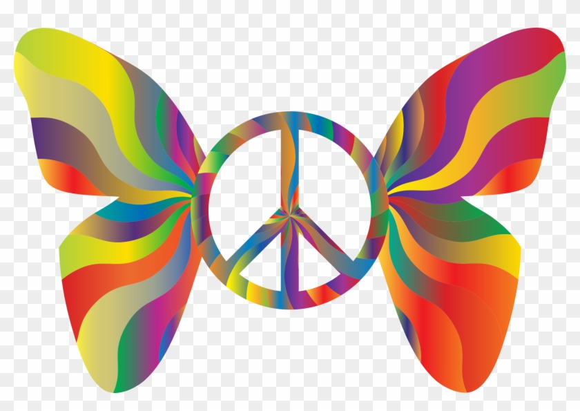 Groovy Peace Sign Butterfly - Peace And Love Logo Png Clipart Transparent Png #2600451