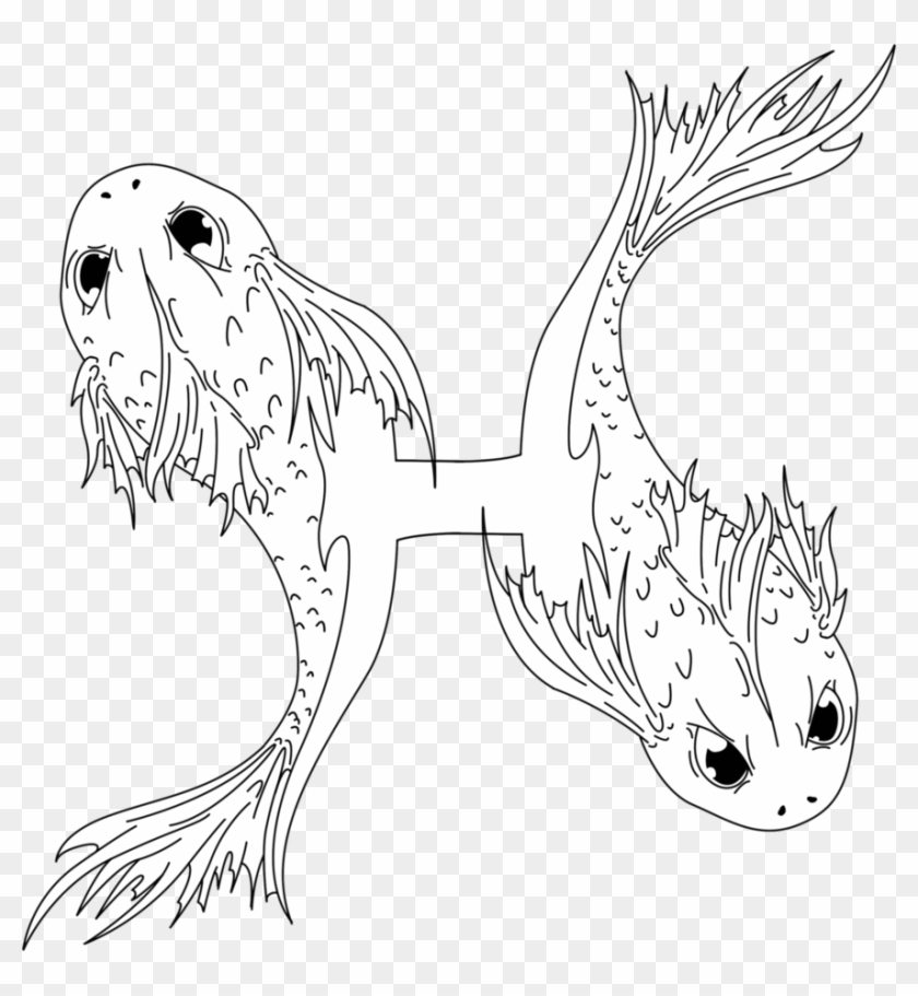 Pisces Tattoo Zodiac Outline Design - Pisces Clipart #2601693