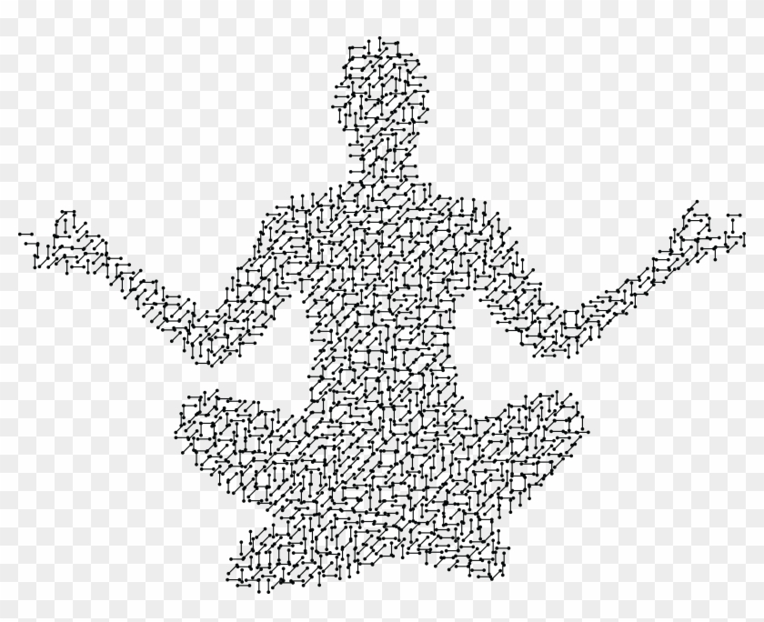 Free Clipart Of A Circuit Patterned Person Meditating - Yoga Silhouette Lotus - Png Download #2601812