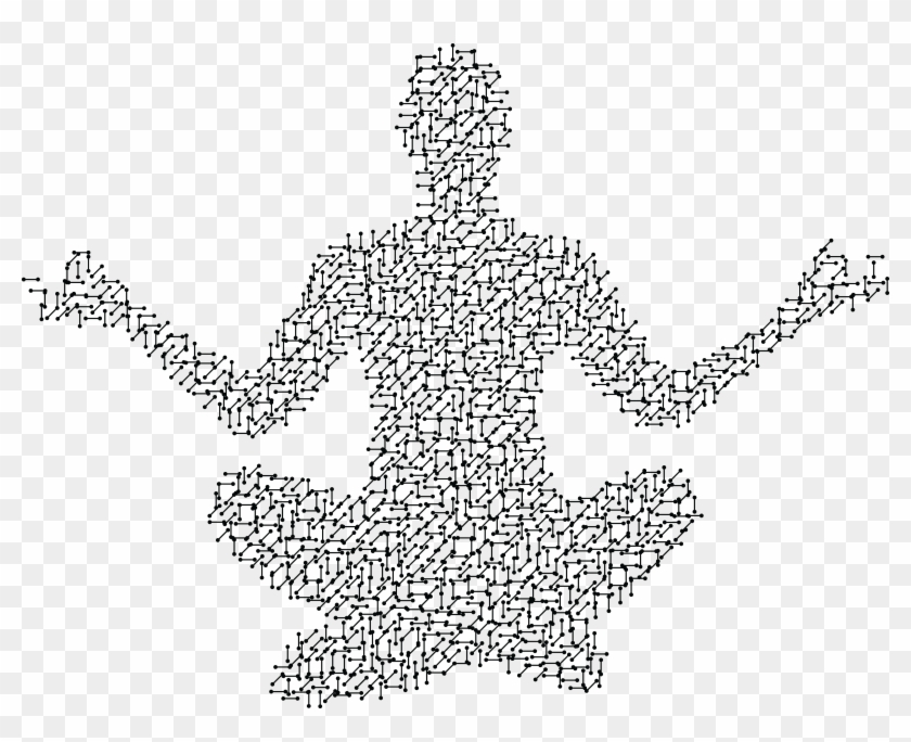 Free Clipart Of A Circuit Patterned Person Meditating - Yoga Silhouette Lotus - Png Download
