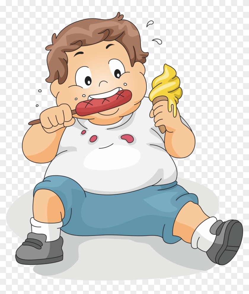 Eating Boy Child Clip Art - Fat Boy Eating Clipart - Png Download
