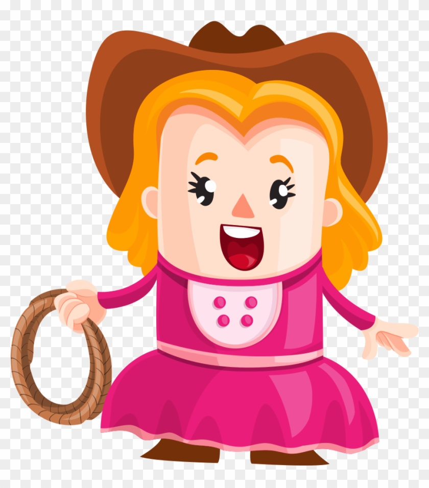 Cowboy Girl Vector Png Image - Cartoon Clipart #2602203