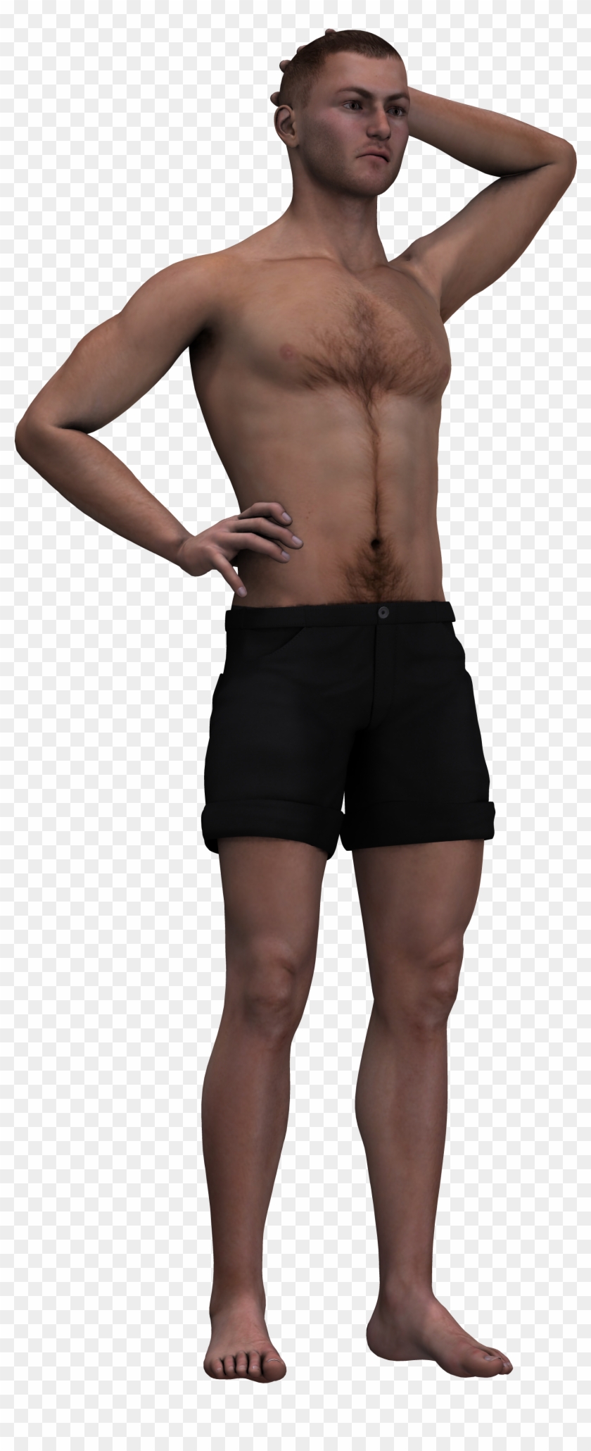 Man In Shorts And With A Naked Torso - Person Standing Clipart #2602483